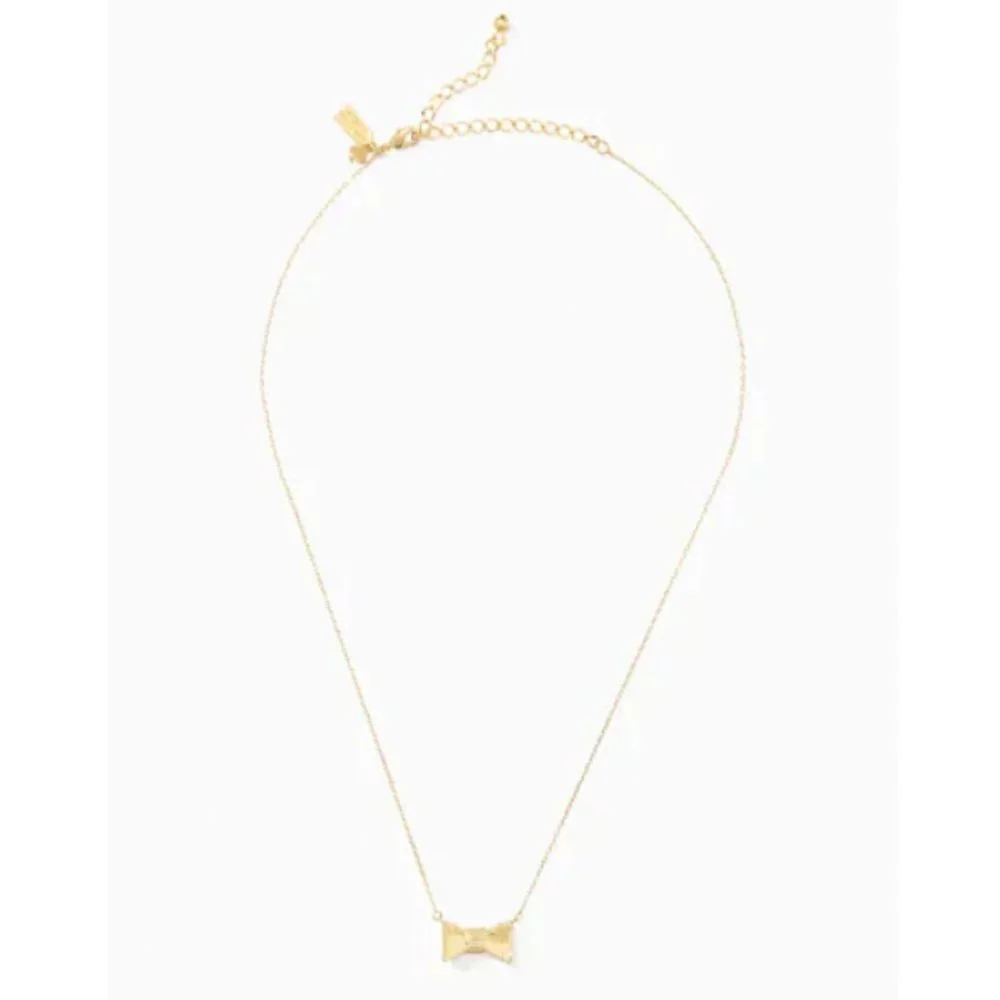 KATE SPADE Bow Gold Mini Pendant Adjustable Chain Necklace NEW - Picture 2 of 4